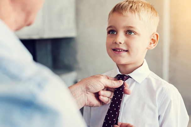 Smart little boy wearing a beautiful tie - Foto, Imagen