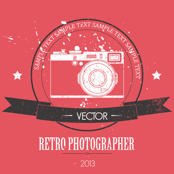 retro camera met vintage achtergrond - Vector, afbeelding