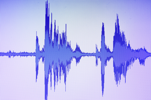 Ses ses dalgası stüdyo bilgisayar programı ekran gösterimleri ses dublaj vokal kaydı gelen ekranda düzenleme. - Fotoğraf, Görsel