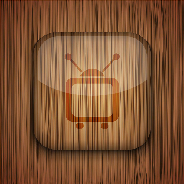 ξύλινα app εικονίδιο του φορέα σε ξύλινα φόντο. eps10 - Διάνυσμα, εικόνα