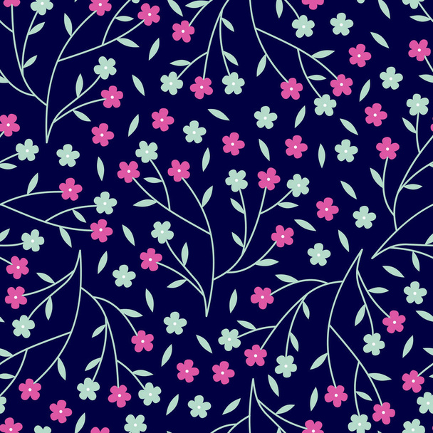 Vektor varrat nélküli mintát az ágak apró rózsaszín és menta zöld cseresznyevirág virág. Nagy a lakberendezés szövet, textília és kerti termékek. - Vektor, kép