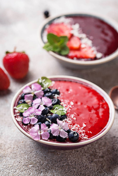 Smoothie bowls with strawberry and blueberry  - Fotografie, Obrázek