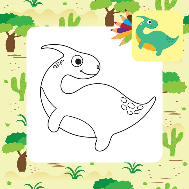 Cute Dino coloring book. Vector illustration - Vetor, Imagem