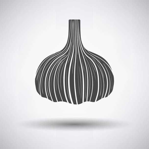 Garlic  icon on gray background, round shadow. Vector illustration. - Vettoriali, immagini