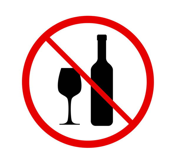 Жодний знак алкоголю в червоному колі заборони ізольовано на білому тлі, ілюстрація
 - Фото, зображення