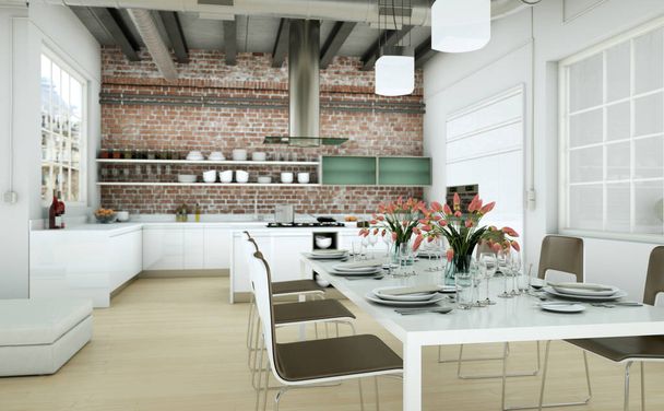 moderne minimalistische Wohnzimmereinrichtung im Loft-Design-Stil mit Sofas - Foto, Bild