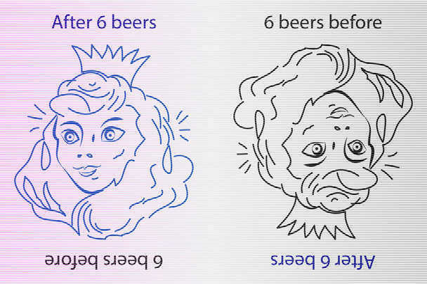 Depois de 6 cervejas - desenho engraçado
 - Vetor, Imagem