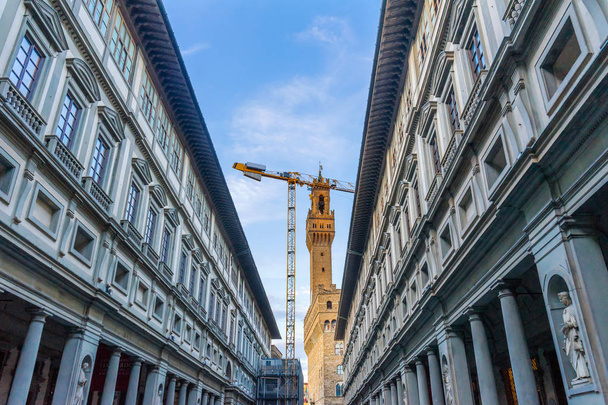 Palazzo Vecchio City Hall Street Uffizi Gallery Florence Italy.   - Photo, Image