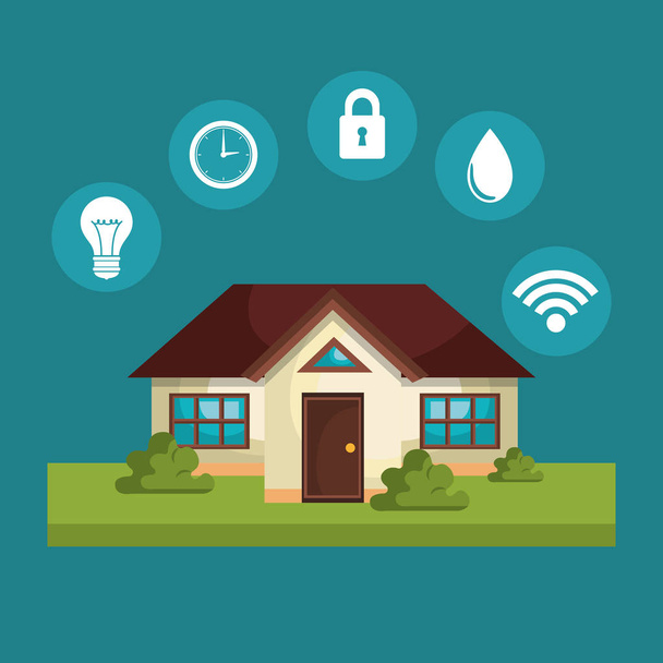 iconos de la tecnología del hogar inteligente conjunto
 - Vector, Imagen