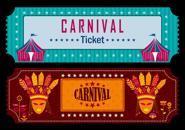 Πολύχρωμο εισιτήριο της διασκέδασης γεμάτο φόντο Φεστιβάλ καρναβαλιού - Διάνυσμα, εικόνα