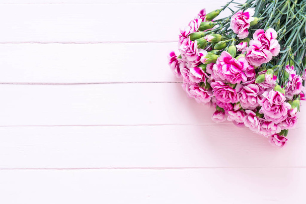 pink spring flower on wooden background with copy space - Foto, Imagem