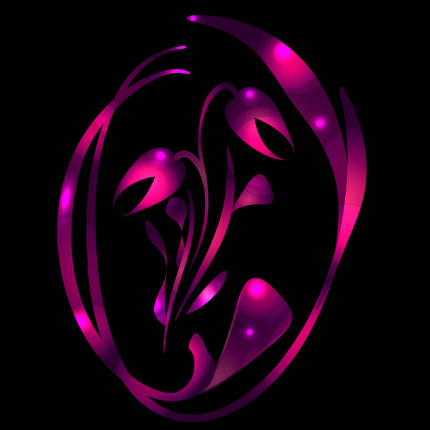 Векторный металлический тюльпан в фиолетовых тонах для открытки. За украшение цветочных изделий или поздравления
 - Вектор,изображение