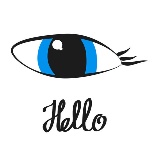 Eye, icon, children's drawing style. - Vector, Image