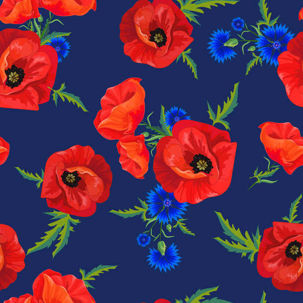 red poppies and cornflowers - Vecteur, image