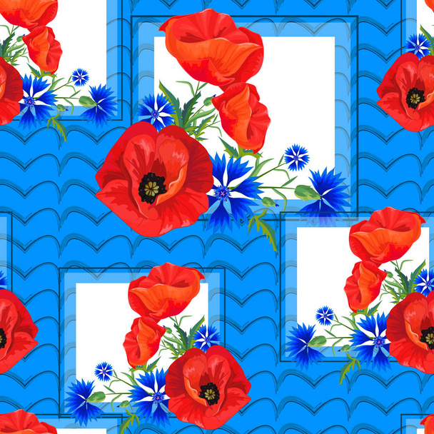 seamless pattern with red poppies - Vecteur, image
