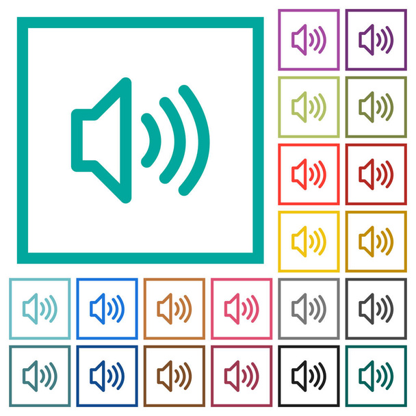 Volume icone a colori piatte con cornici quadrante su sfondo bianco - Vettoriali, immagini