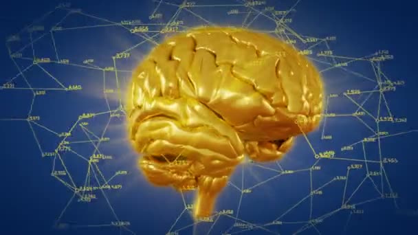 Ανθρώπινος εγκέφαλος χρυσό δικτύου περιστροφής - Πλάνα, βίντεο