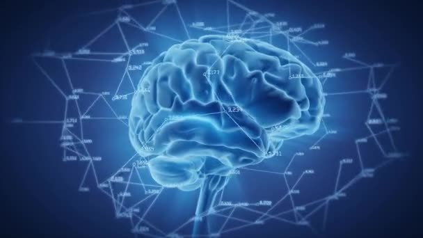 Menselijk brein netwerk rotatie, gloed, effect - Video