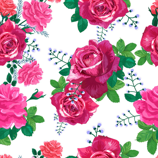 Beautiful floral seamless pattern - Vector, Image