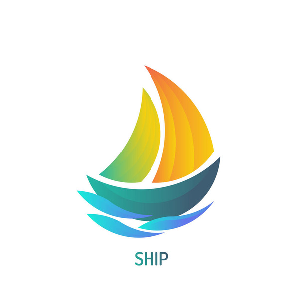 Ship Logo Design with gradient color - Vector, Image