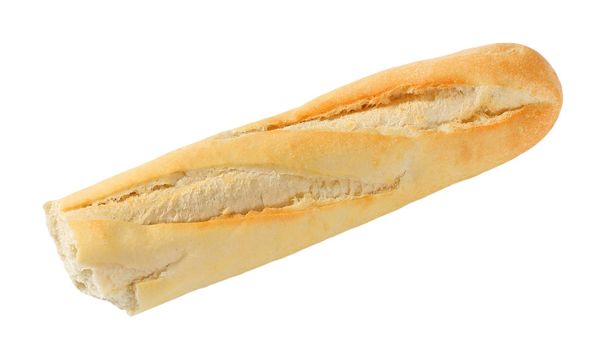 half of French baguette on white background - Photo, Image