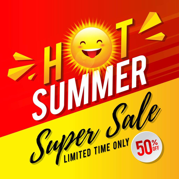 Hot Summer Super Sale Flyer Design - Vector, Image