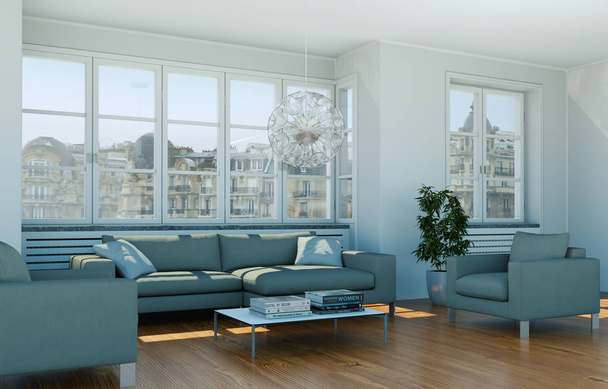 moderno design de interiores skandinavian brilhante sala de estar
 - Foto, Imagem