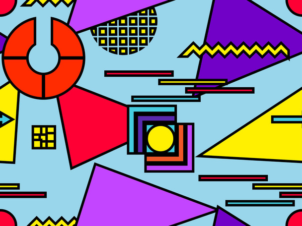 Бесшовный рисунок Баумана. Геометрические элементы мемфиса в стиле 80-х годов. Современный абстрактный фон. Векторная иллюстрация
 - Вектор,изображение