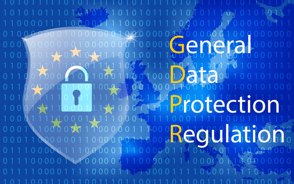 Gdpr general data protection regulation. Eu computer safeguard regulations and data encryption vector concept. - Vektör, Görsel