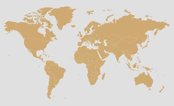 Ilustración vectorial del mapa mundial en blanco político. Capas editables y claramente etiquetadas
. - Vector, imagen