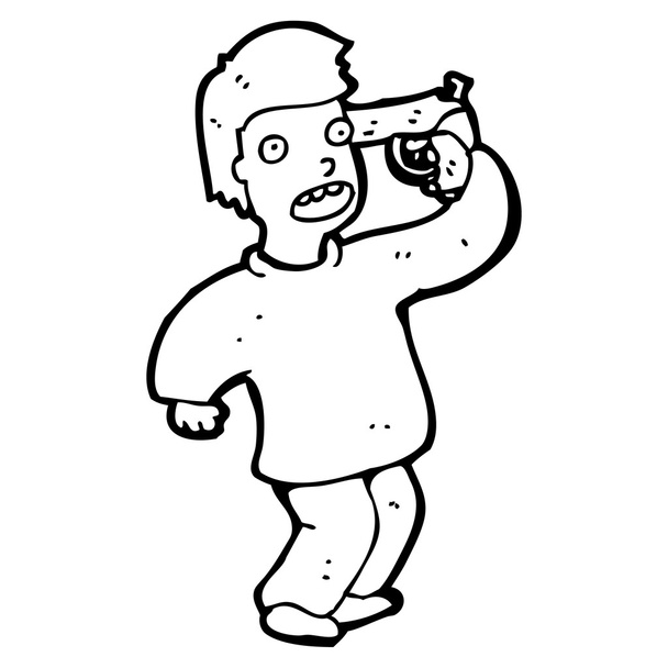 Homem com arma para cabeça desenhos animados
 - Vetor, Imagem
