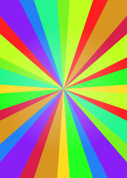 Regenbogenflyer mit Strahlen, Hintergrund, Banner, abstraktem Sommerhintergrund. Vektorillustration - Vektor, Bild