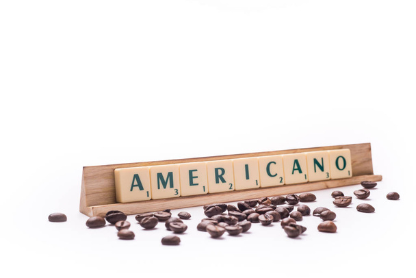 americano written with scrabble letters on a white background composition - Photo, Image