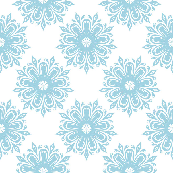 Blue flowers on white background. Ornamental seamless pattern for textile and wallpapers - Vektor, Bild