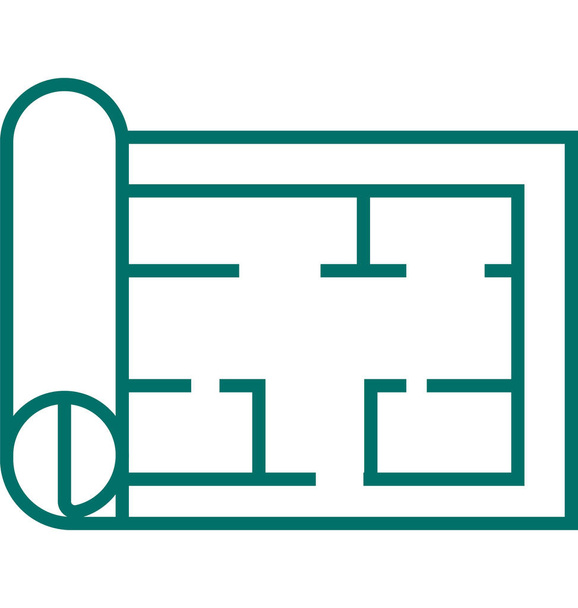 Icono aislado vectorial de papel arquitectónico o línea Blueprint
 - Vector, imagen