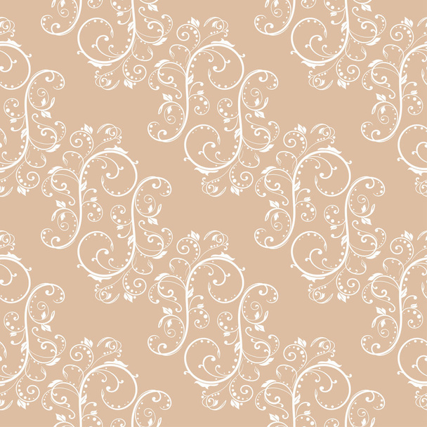 Beige and white floral ornament. Seamless pattern for textile and wallpapers - Вектор, зображення