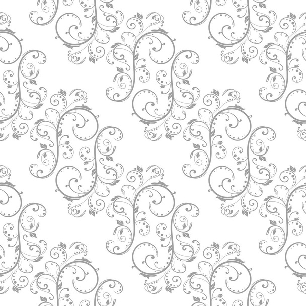 Білий і сірий квітковий орнамент. Безшовний візерунок для текстилю та шпалер
 - Вектор, зображення