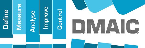 DMAIC concept image with text and written over blue background. - Photo, Image