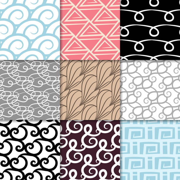 Abstract seamless patterns. Colored backgrounds for textile, wallpapers and fabrics - Vector, Image