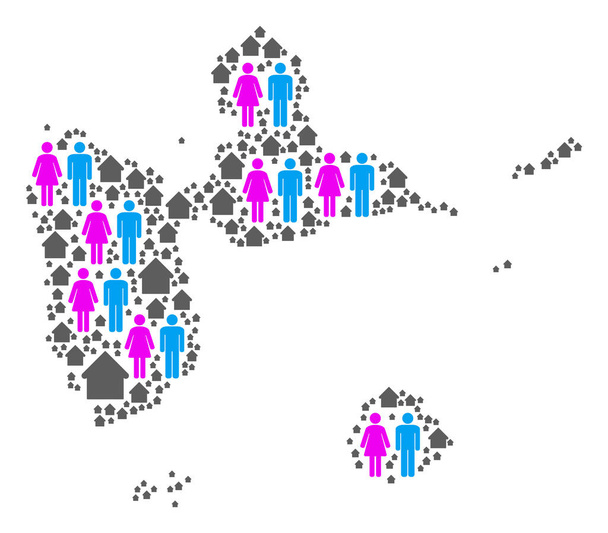 Mensen Guadeloupe kaart - Vector, afbeelding