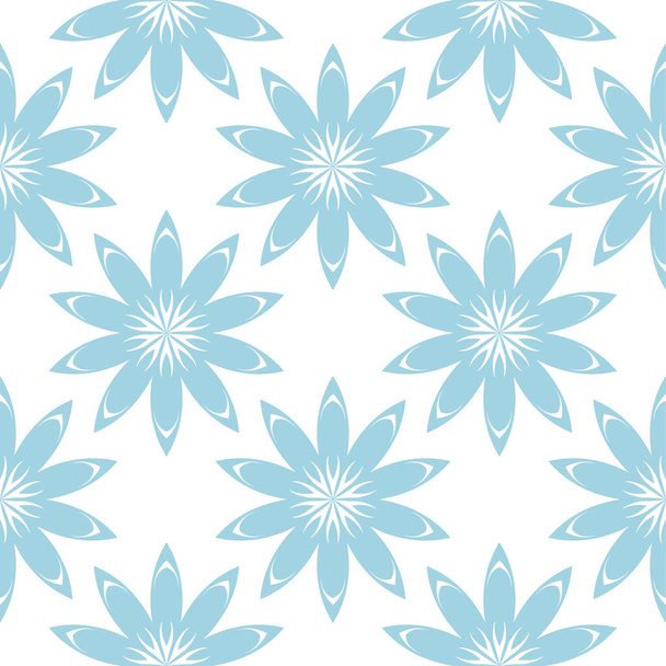 Blue flowers on white background. Ornamental seamless pattern for textile and wallpapers - Vektör, Görsel
