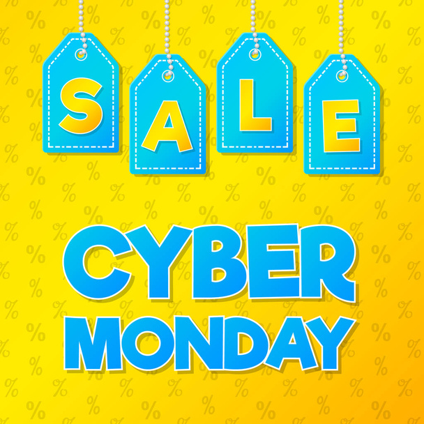 Cyber Monday - banner with tag. Vector. - Вектор,изображение