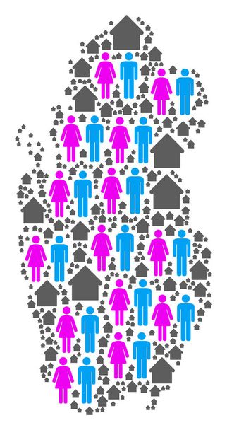 人口カタール マップ - ベクター画像