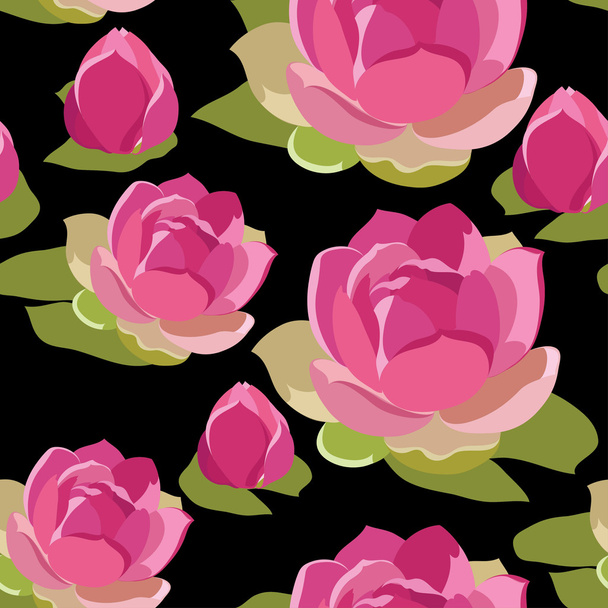 Floral seamless pattern with lotos - Вектор, зображення