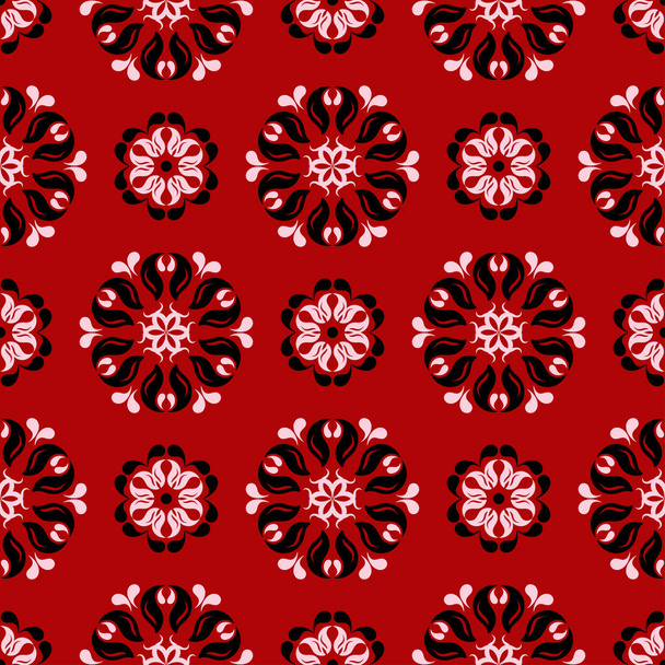 Patrón sin costura floral sobre fondo rojo. Fondo para fondos de pantalla, textiles y tejidos
 - Vector, Imagen