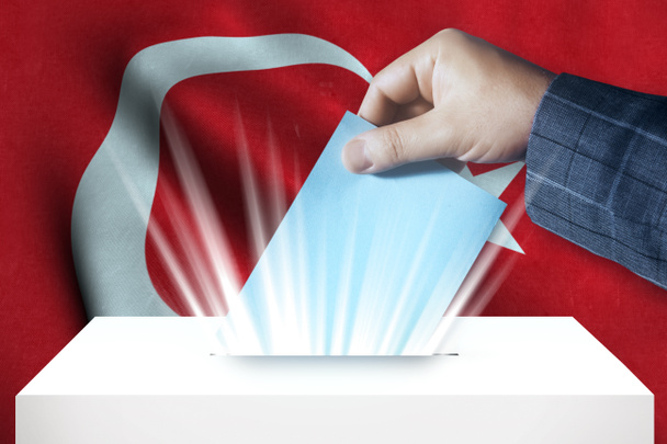 Turkey - Voting On Ballot Box With National Flag Background  - Photo, Image