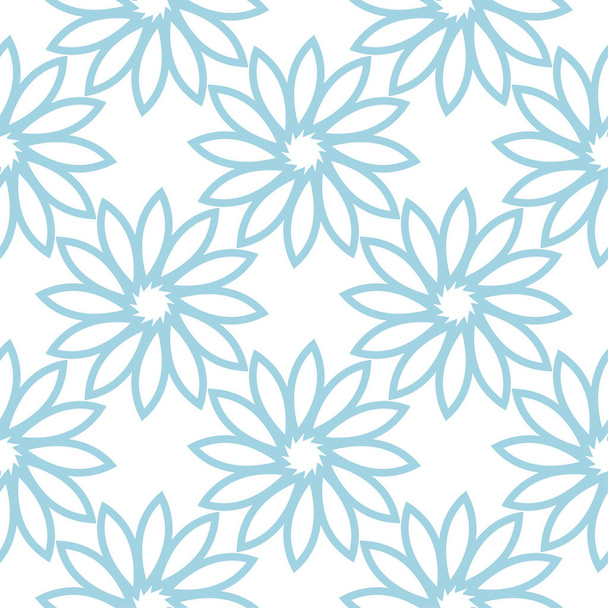 Blue floral ornament on white background. Seamless pattern for textile and wallpapers - Vector, Imagen