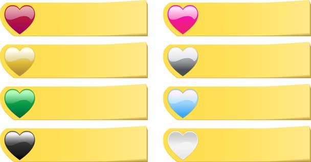 Set of 8 colored hearts stickers - Vector, Imagen