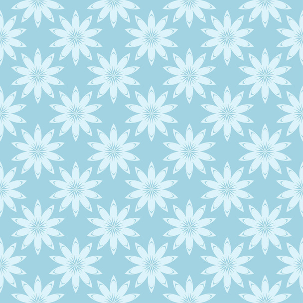 White floral ornament on blue background. Seamless pattern for textile and wallpapers - Vetor, Imagem