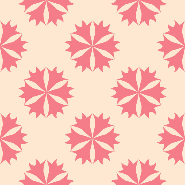 Red floral ornament on beige background. Seamless pattern for textile and wallpapers - Вектор, зображення